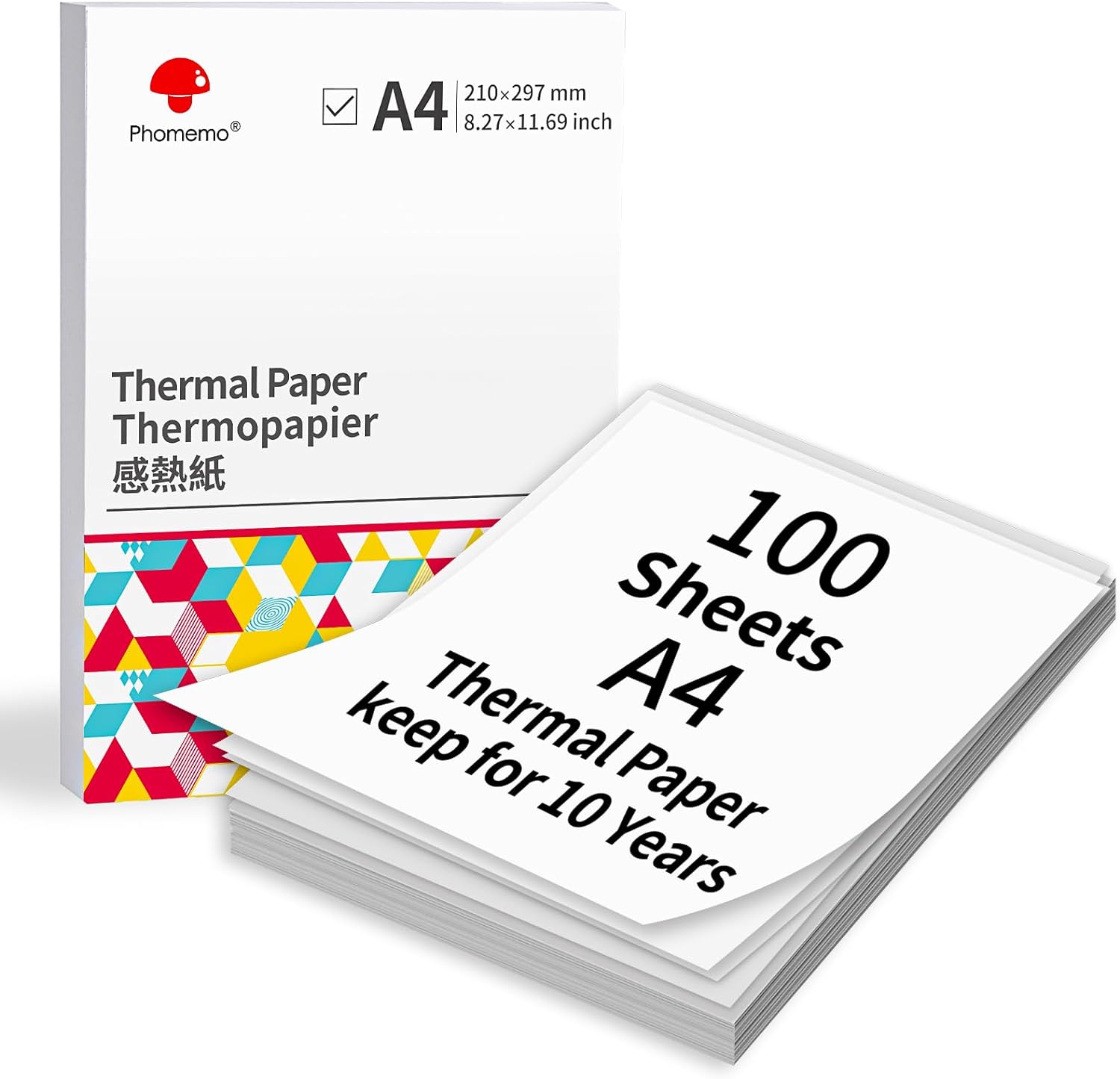 Phomemo A4 Thermal Paper - 100 Sheets, Compatible with Brother Letter Thermal Printer