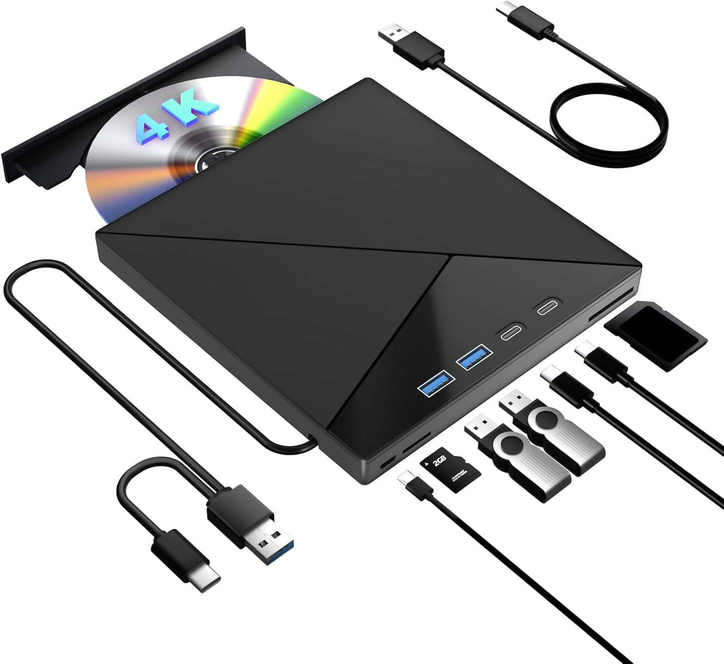 Portable 7-in-1 Blu Ray Burner - HD 4k Playback
