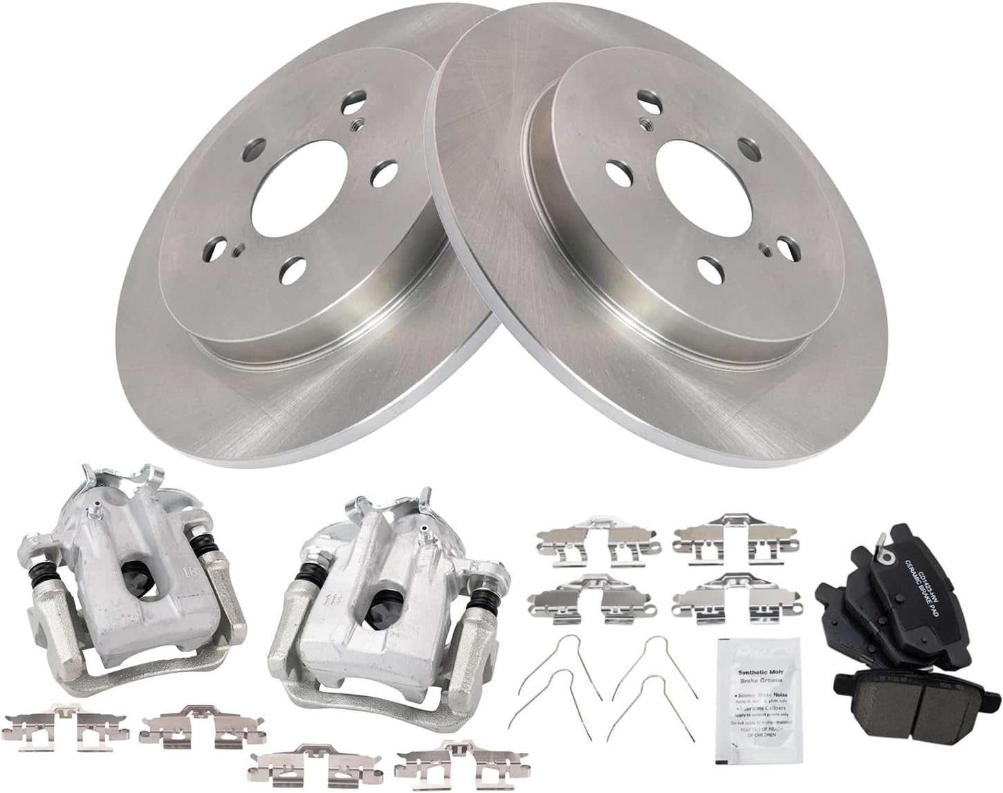 TRQ Rear Brake Pad & Rotor Kit for 2010-2015 Toyota Prius