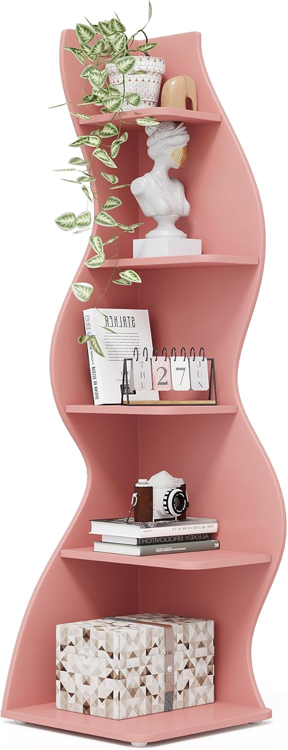 Tribesigns Corner Shelf - Modern 5-Tier Stylish Bookcase Rack