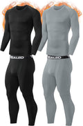 TELALEO Mens Thermal Underwear 4 Pcs Base Layer Set - Fleece Lined
