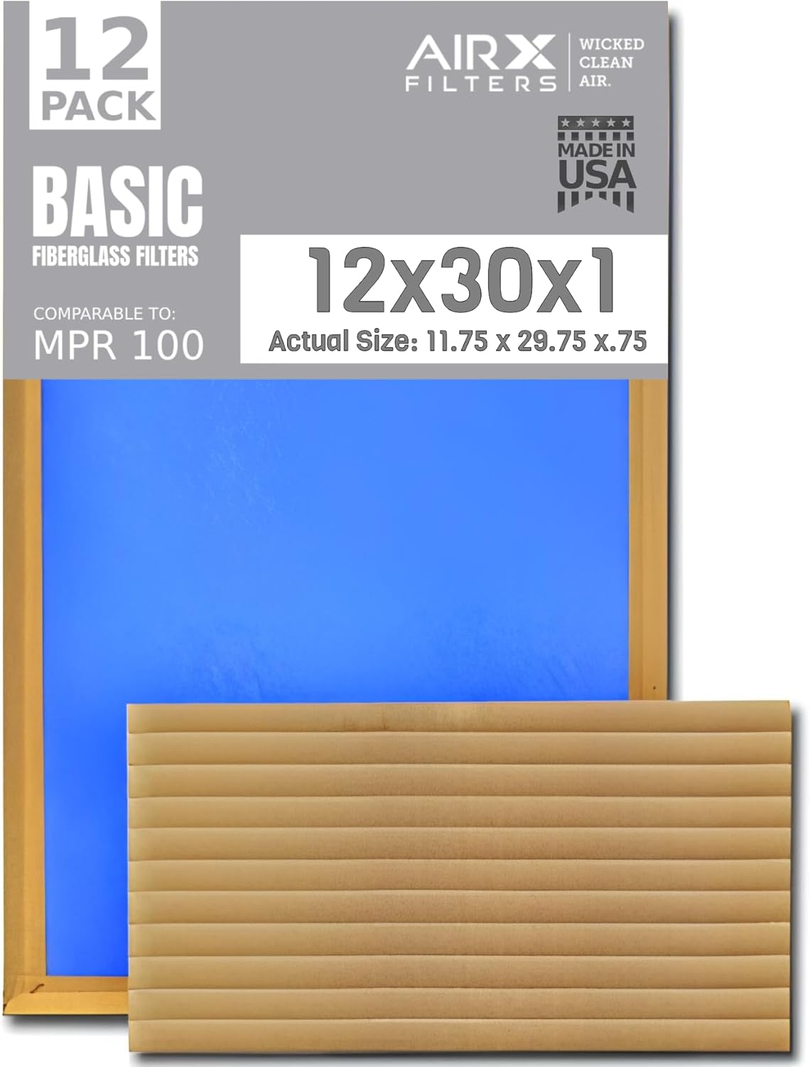12x30x1 Air Filter for Cleaner Air and Low Airflow Restriction