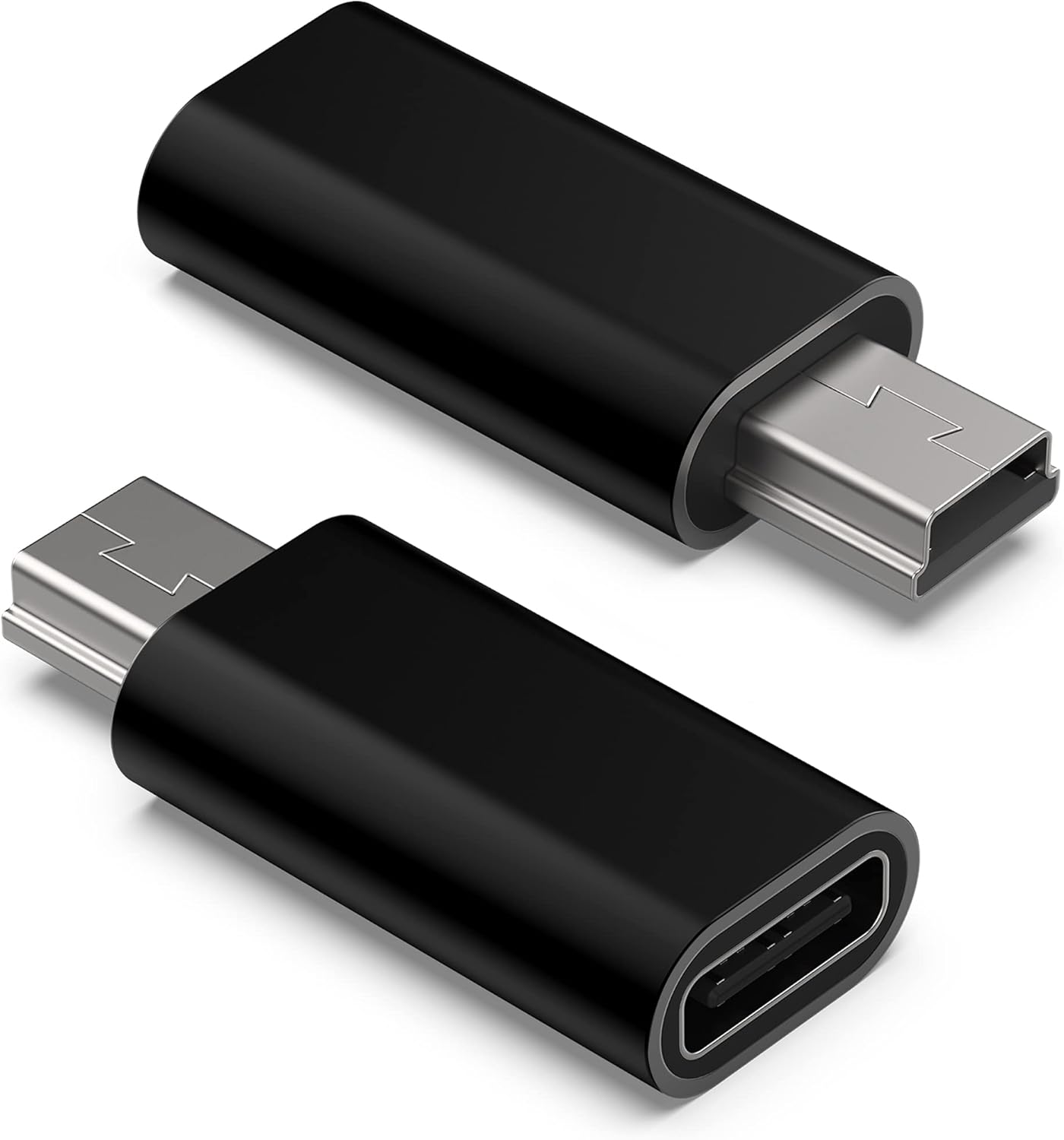 2-Pack Black USB C to Mini USB Adapters Sync & Charge!