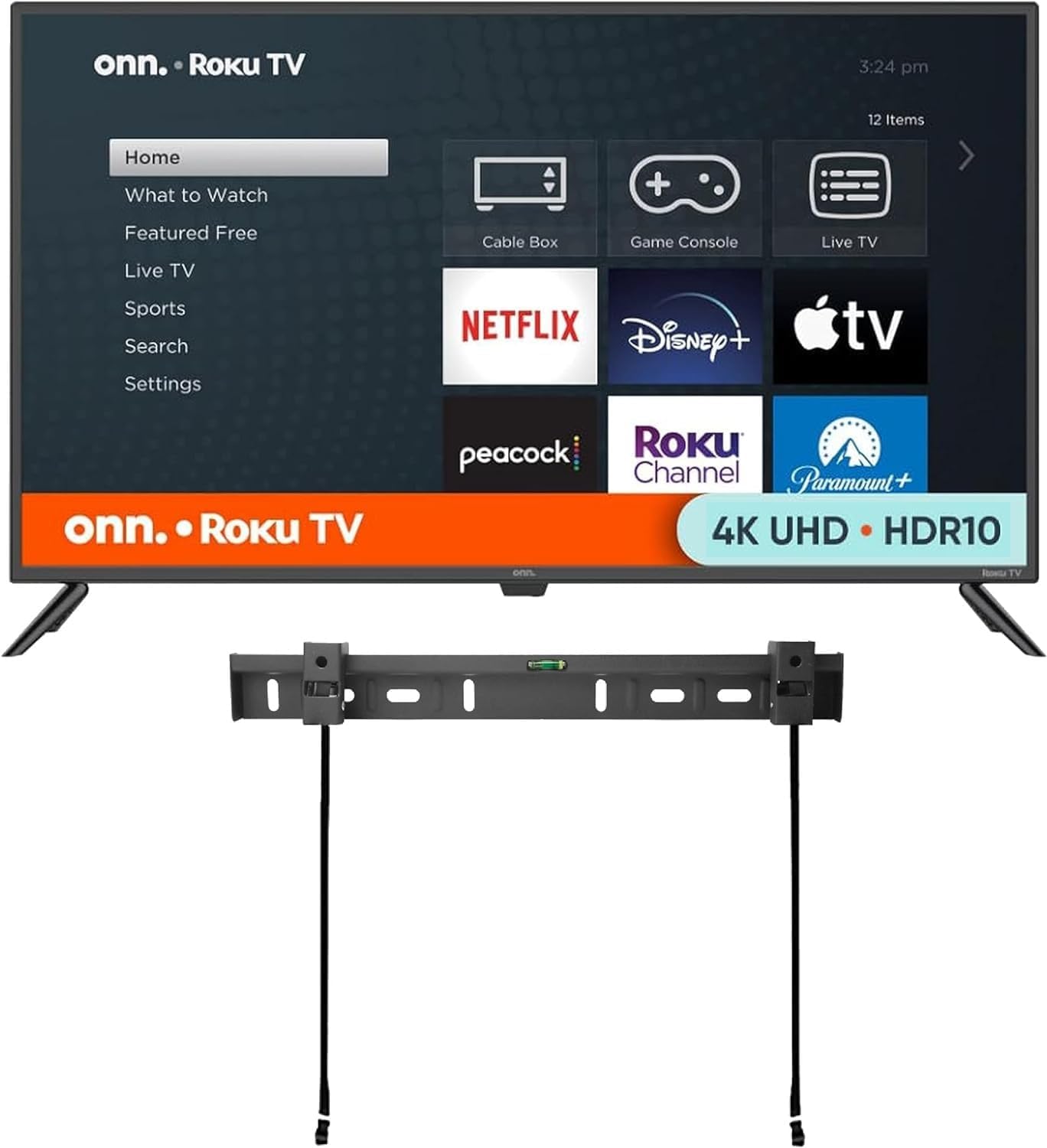 ONN 43'' 4K Smart TV + Free Wall Mount | Wi-Fi, Mobile App, Alexa