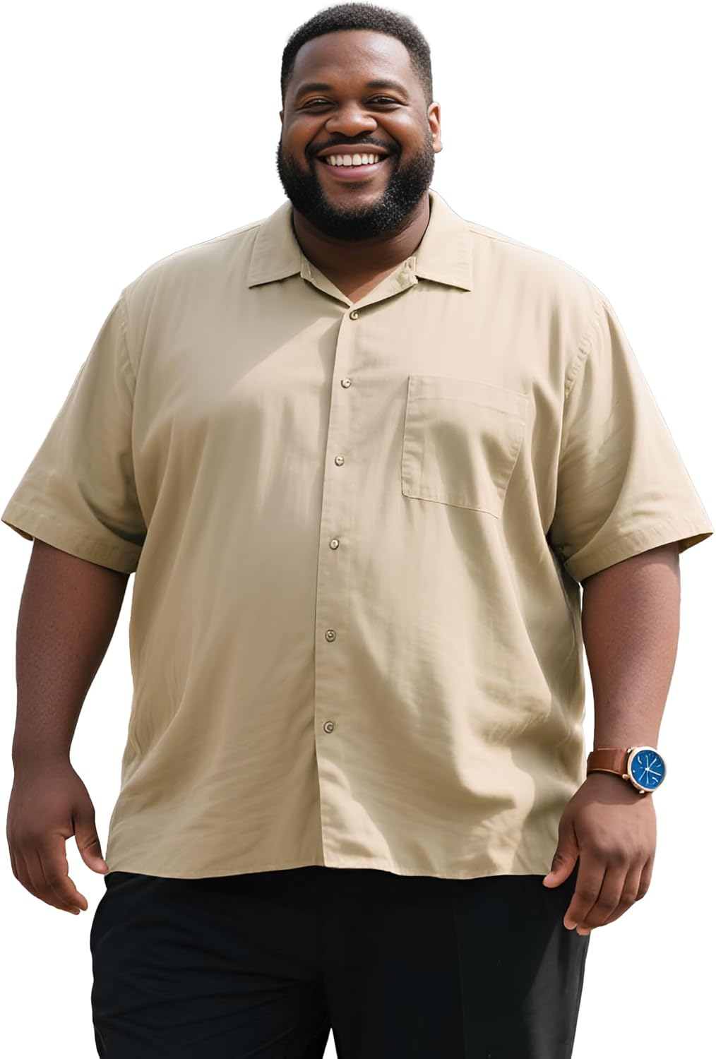 Button Down Shirt Men Casual Big and Tall Short Sleeve Summer