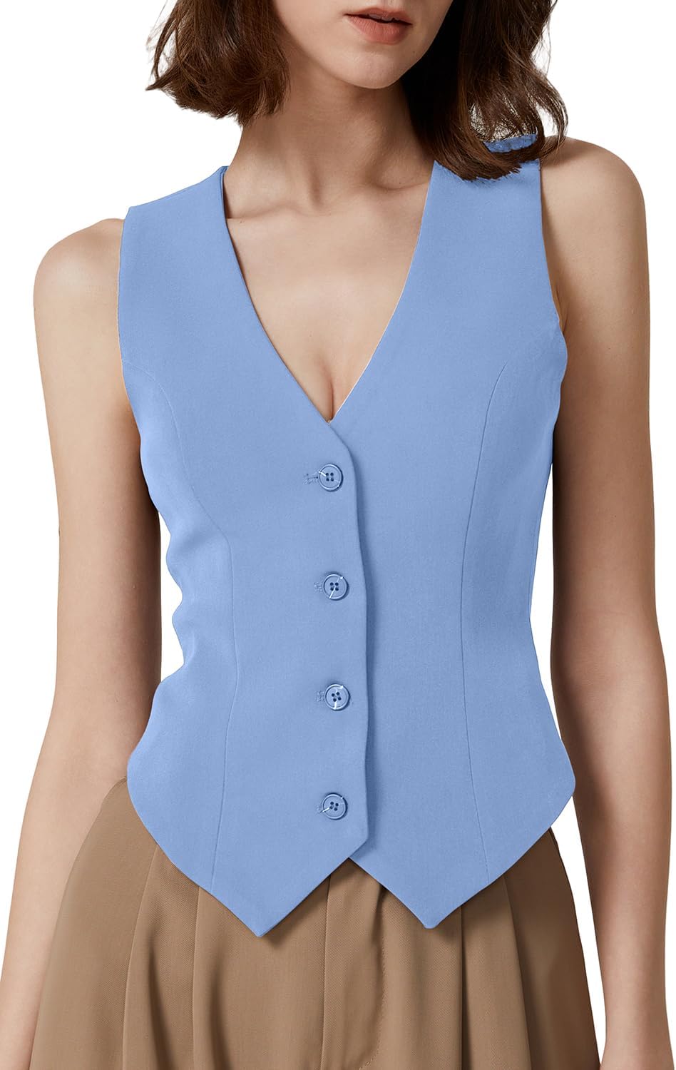 Stylish QINSEN Womens V Neck Vest Top for Any Occasion