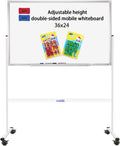 Mobile Whiteboard 36x24 Magnetic Dry Erase Board on Stand - Double