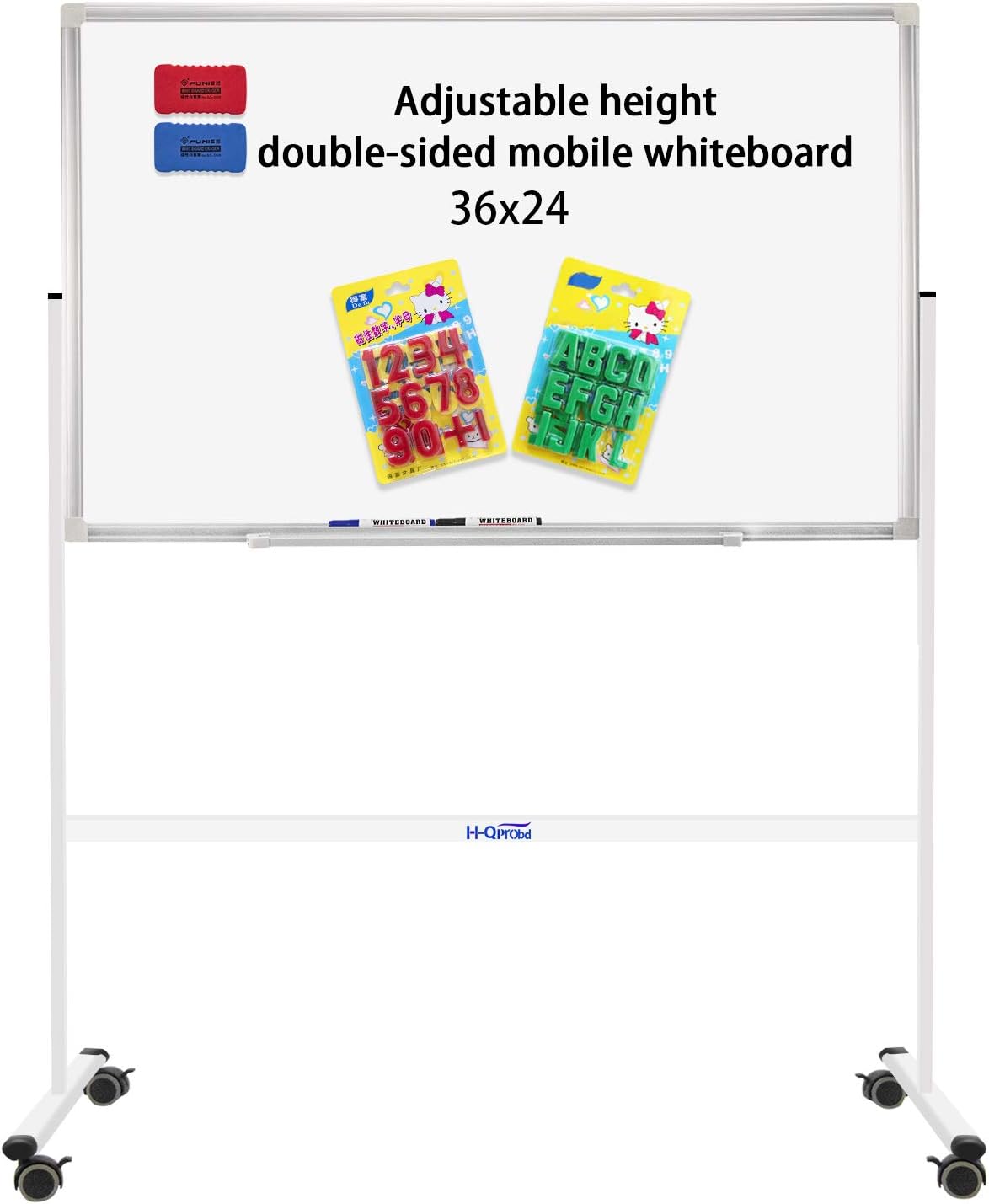 Mobile Whiteboard 36x24 with Adjustable Height for Home Office