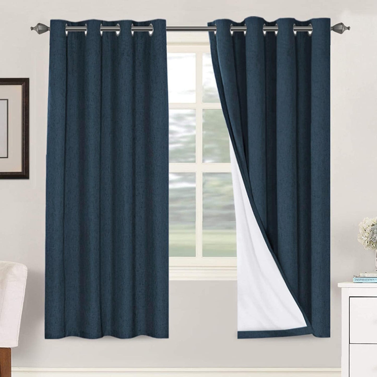 H.VERSAILTEX Linen Blackout Curtains for Energy Saving Privacy