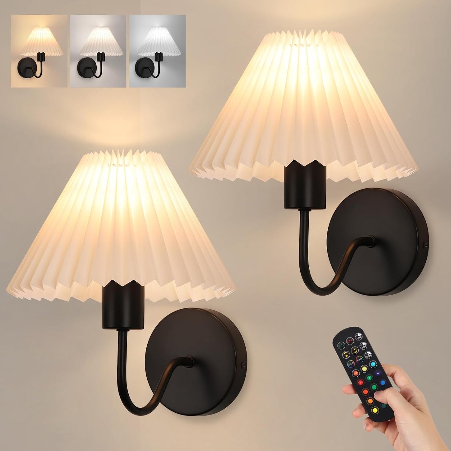 Rechargeable Battery Operated Wall Sconce Set of 2 for Home