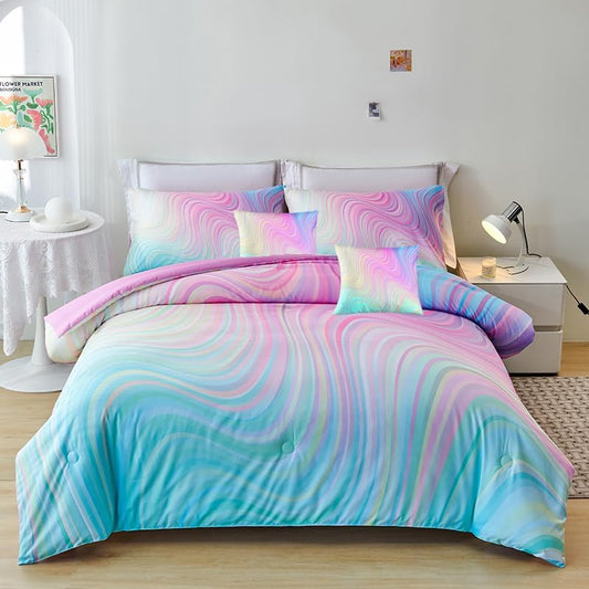Pink Twin Bedding Sets for Girls - 7PCS Comforter Set