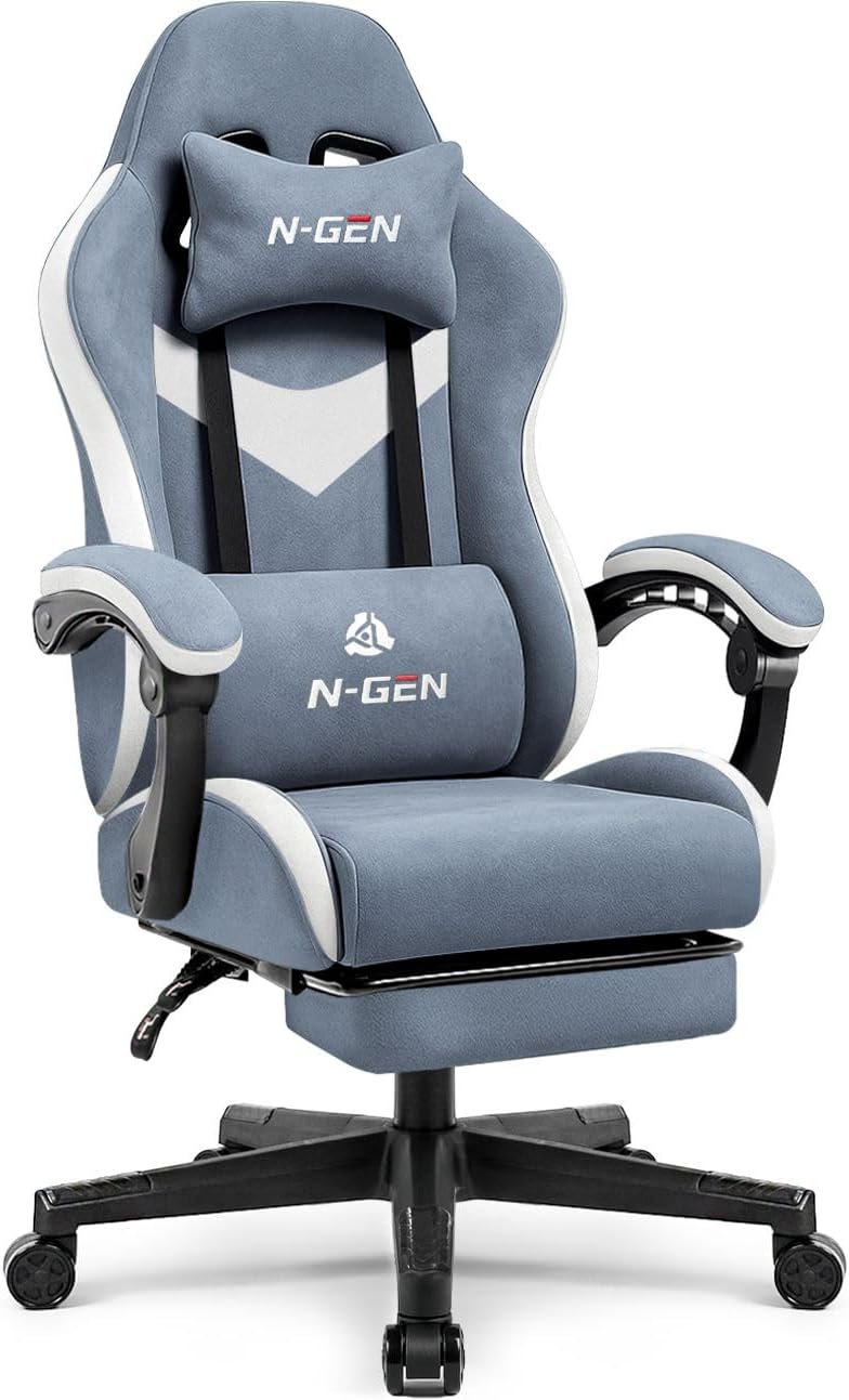 N-GEN GAMING Video Gaming Chair with Footrest and Lumbar Support
