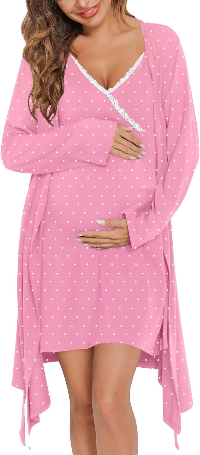 SWOMOG Womens Maternity Robe for Nursing and Delivery Comfort