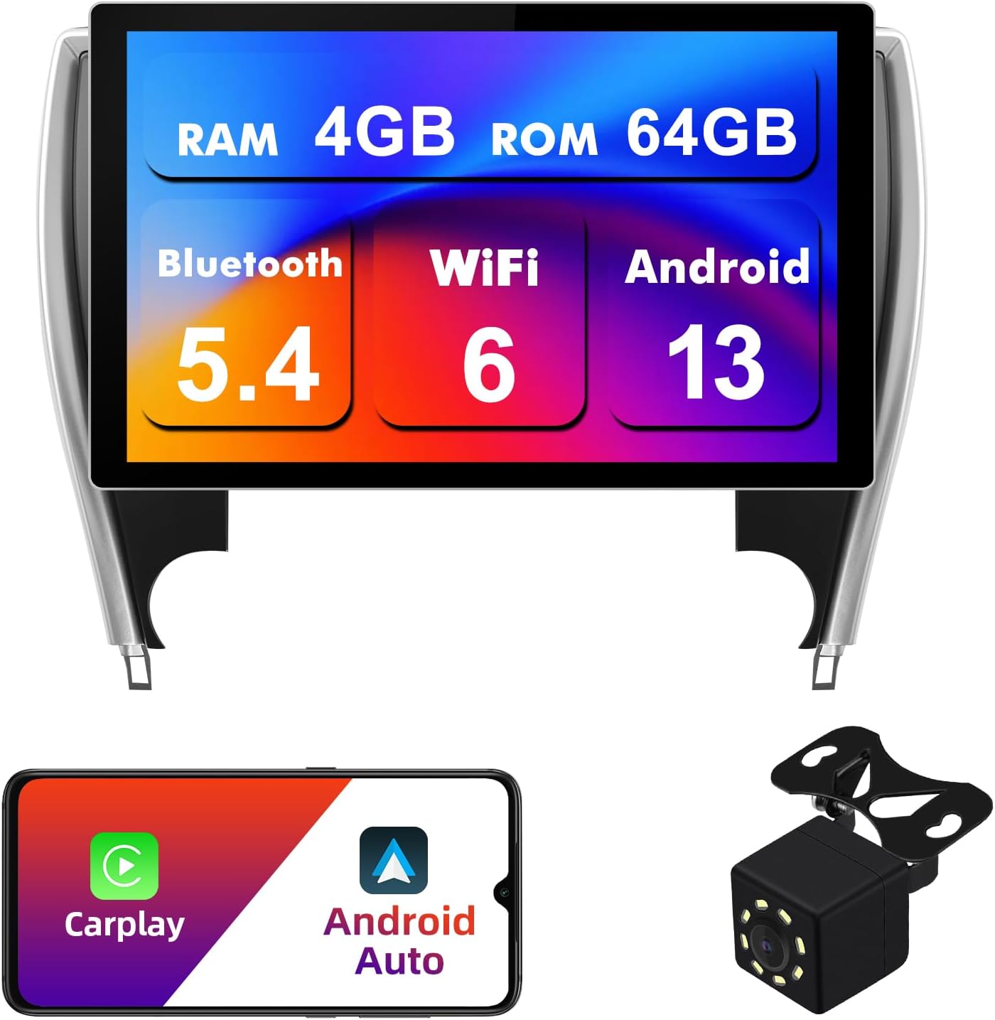 11.5 Touchscreen Double Din Car Stereo - Wireless Carplay, GPS, Bluetooth