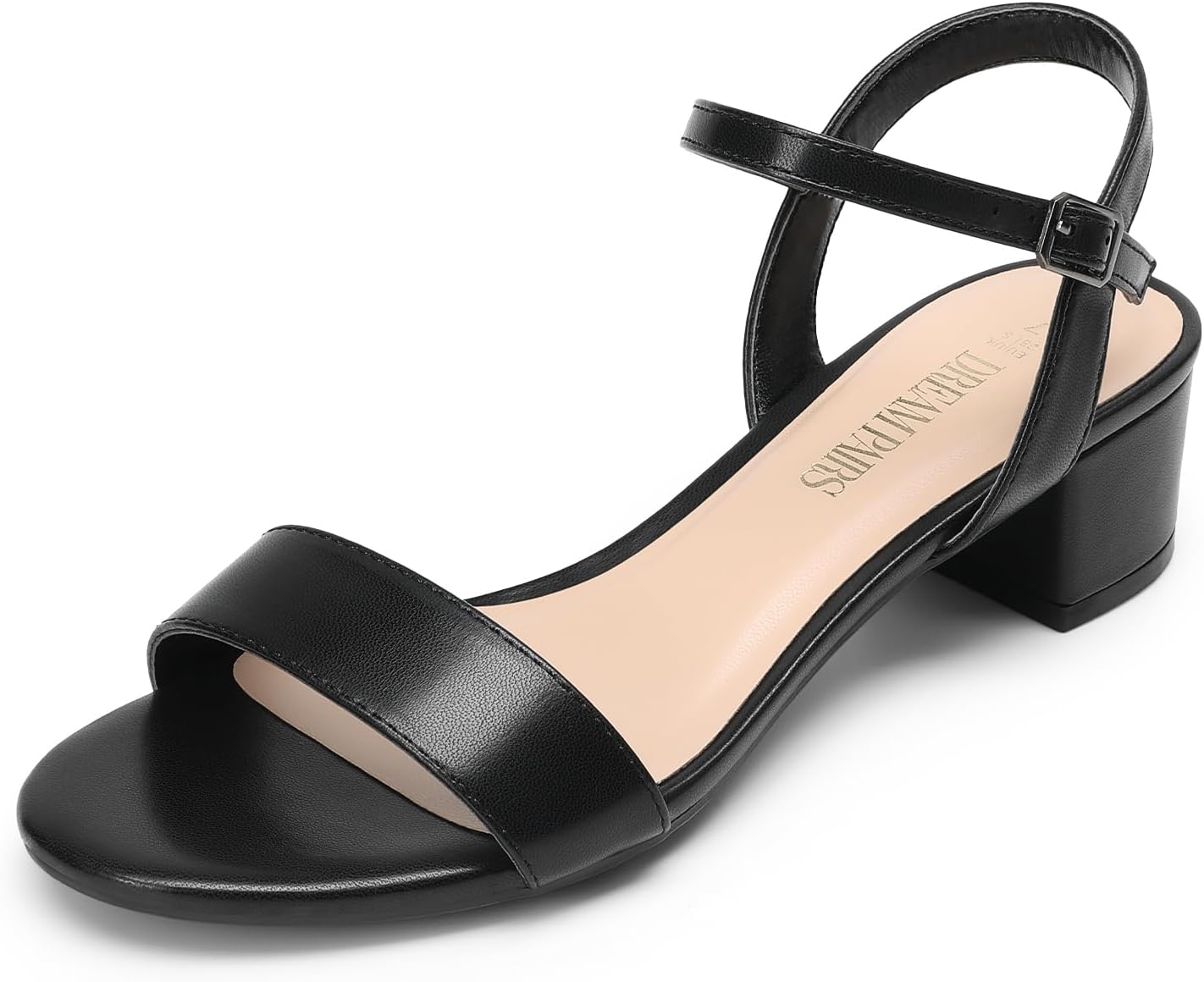 DREAM PAIRS Women's Classic Open Toe Ankle Strap Block Heels