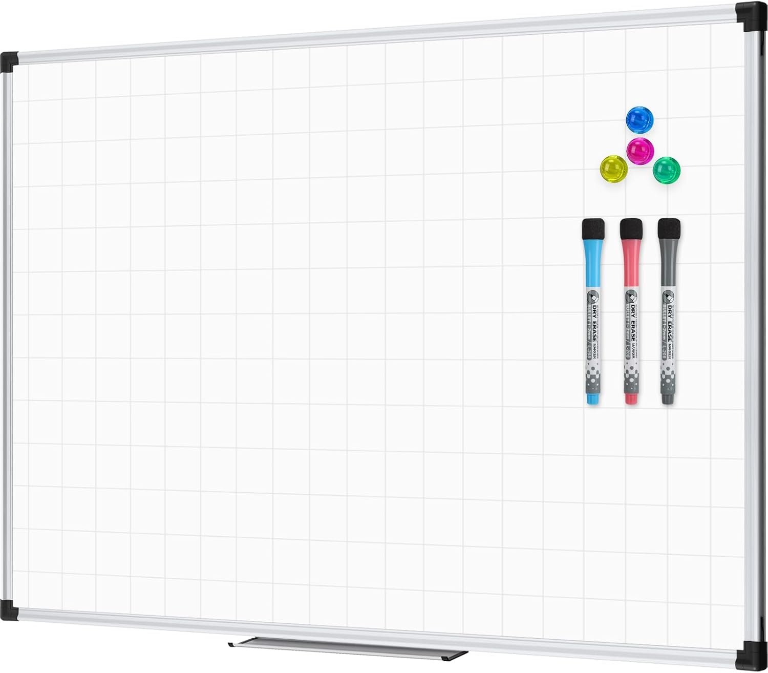 XBoard Magnetic Dry Erase Board with Lines for Home and Office