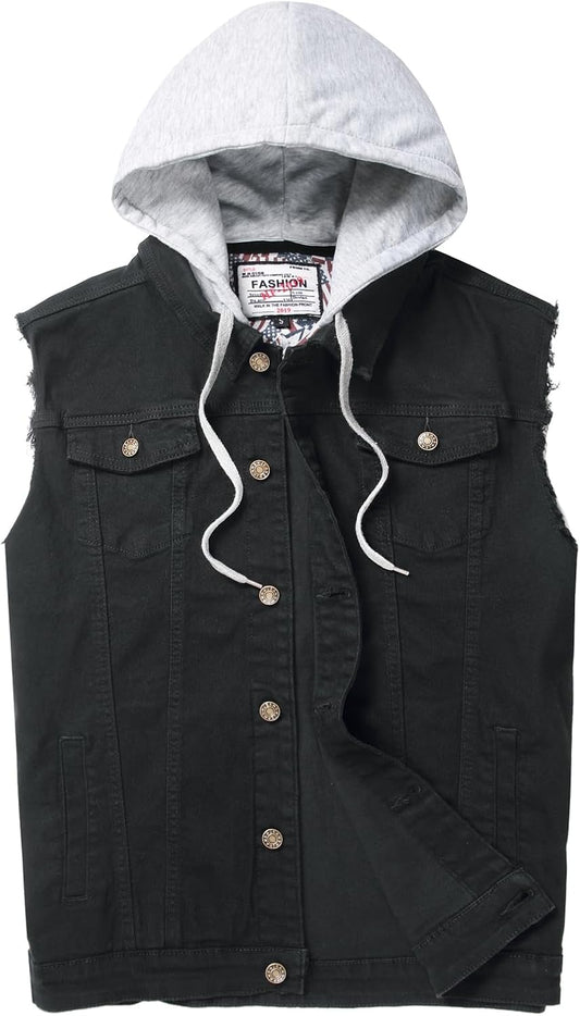 Men's Denim Vest - Stylish Ripped Sleeveless Jean Jacket