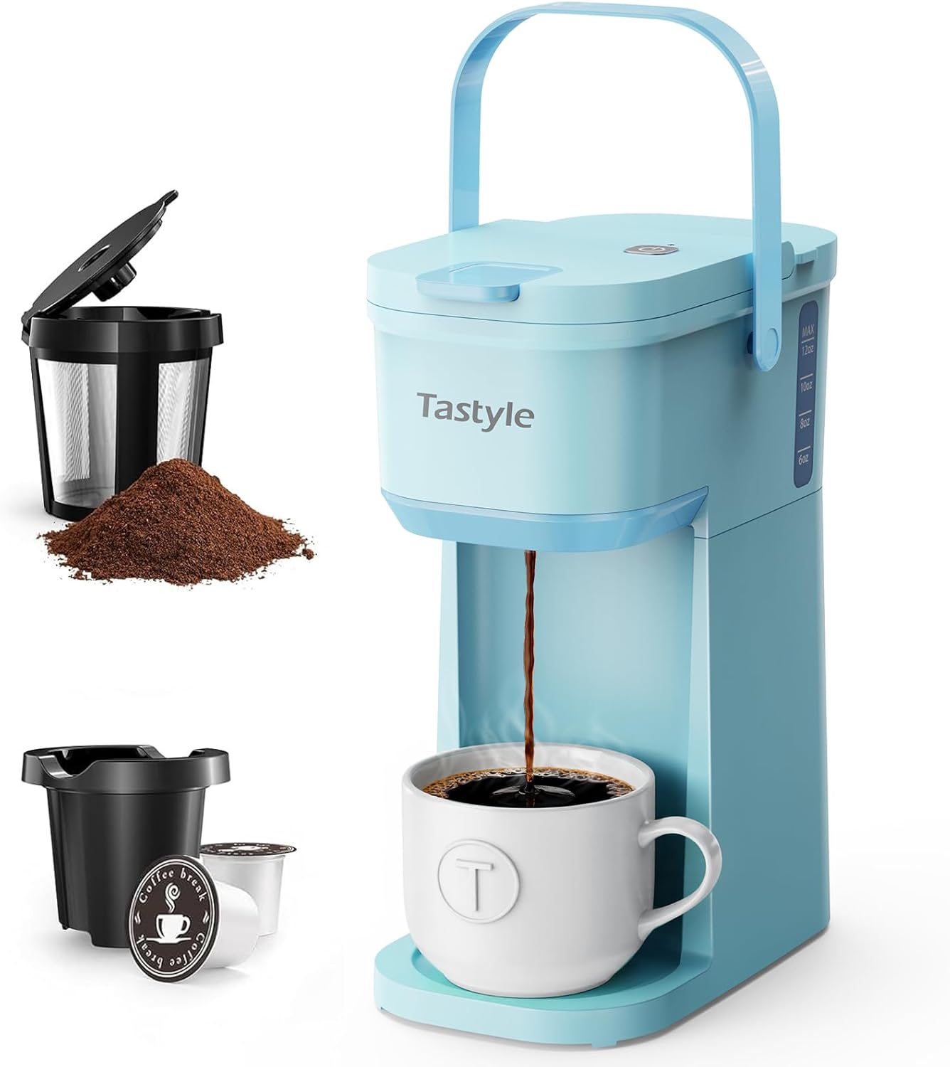 Single Serve One Cup Coffee Maker for K Cups and Grounds