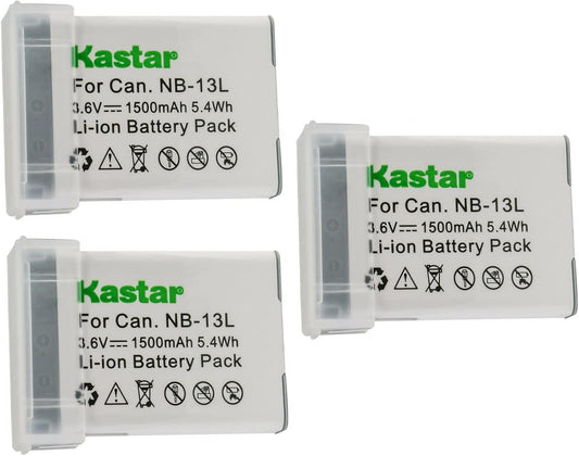 Kastar 3-Pack NB-13L Battery for Canon PowerShot Cameras