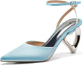 Womens Kitten Heels Pointed Toe Satin Pumps - Heart Heel 2 in