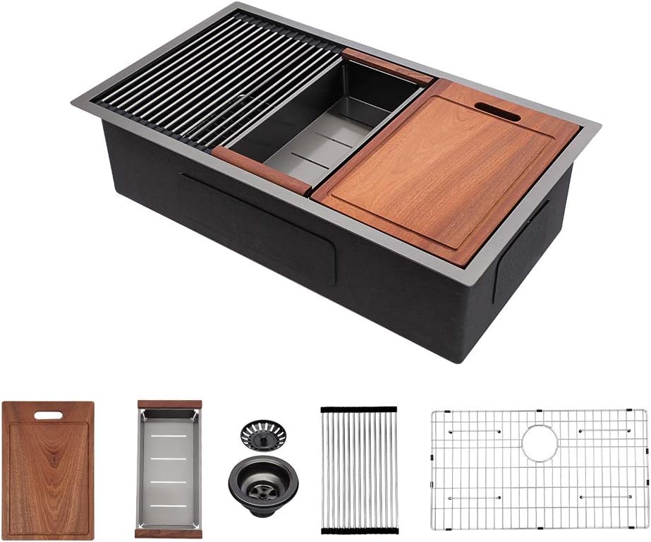 33 Undermount Kitchen Sink Gunmetal Black by Sarlai - Durable Design