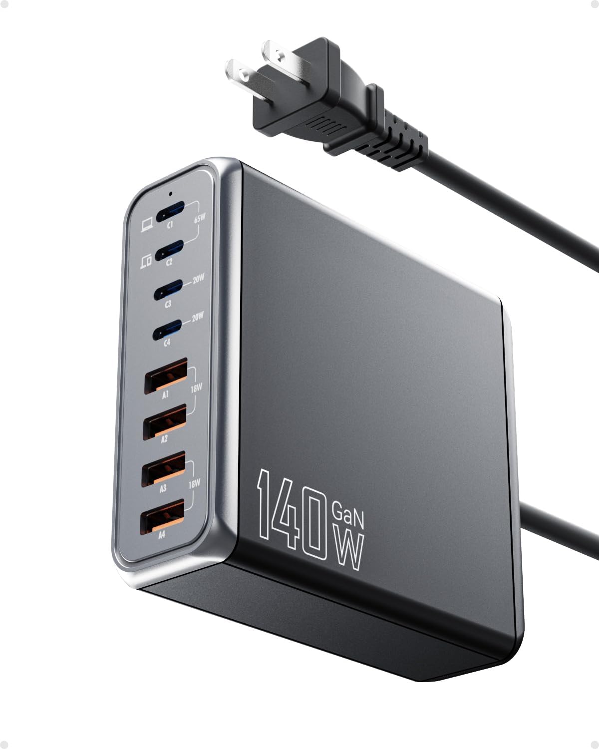 Portable 140W GaN Charger - Fast Charging Hub!