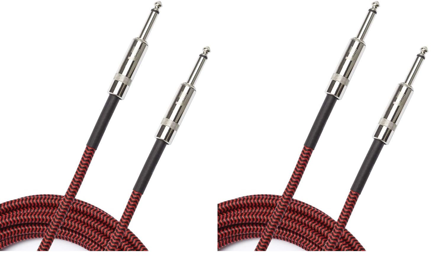 D'Addario Guitar Cable - 15 Feet Braided Instrument Lead - 2 Pack