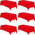 Red Rectangular Tablecloths 70 x 120 in 6 Pack - Durable Linen-Feel
