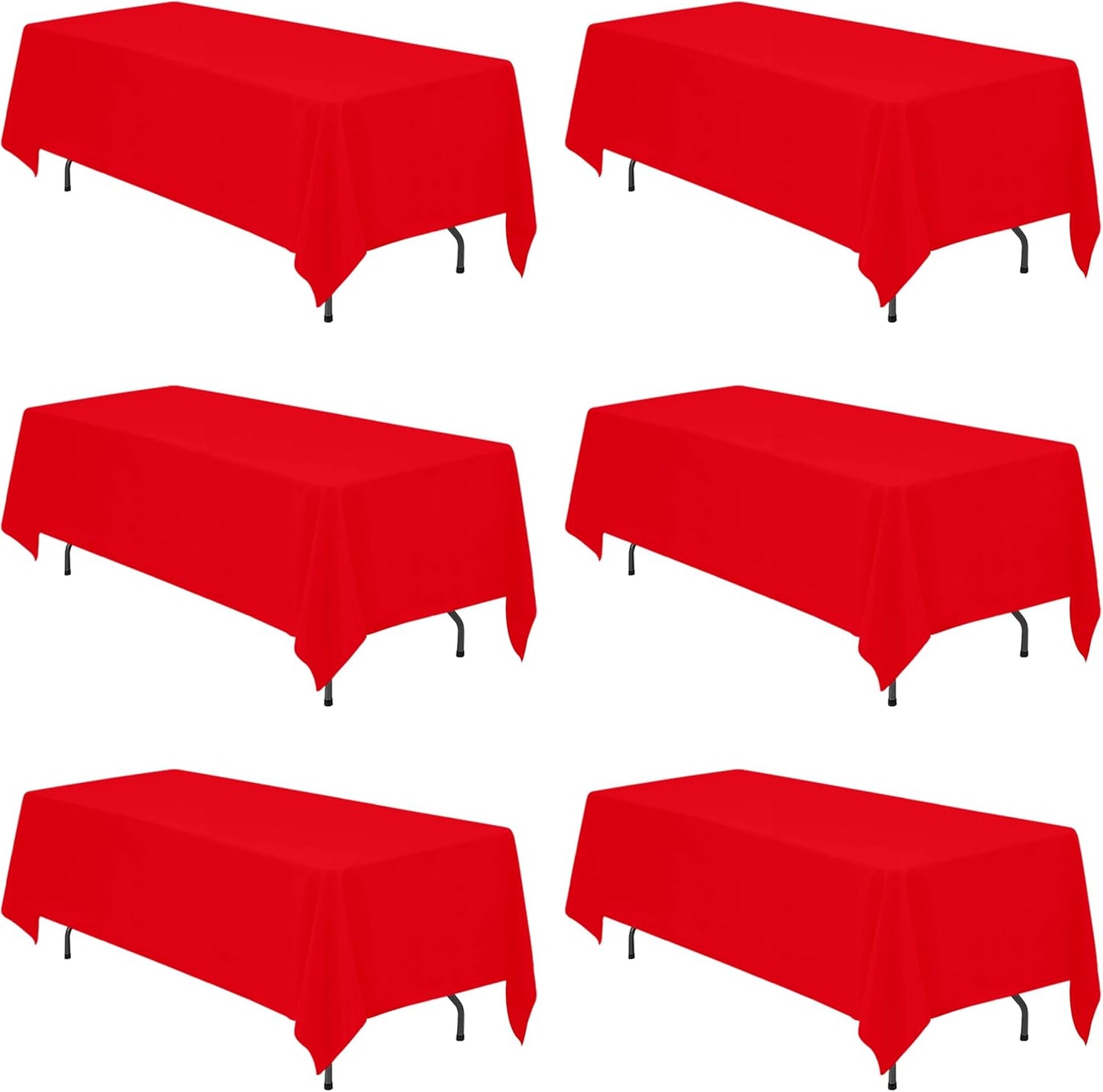 Premium 6 Pack Red Tablecloths for 6ft or 8ft Rectangle Tables