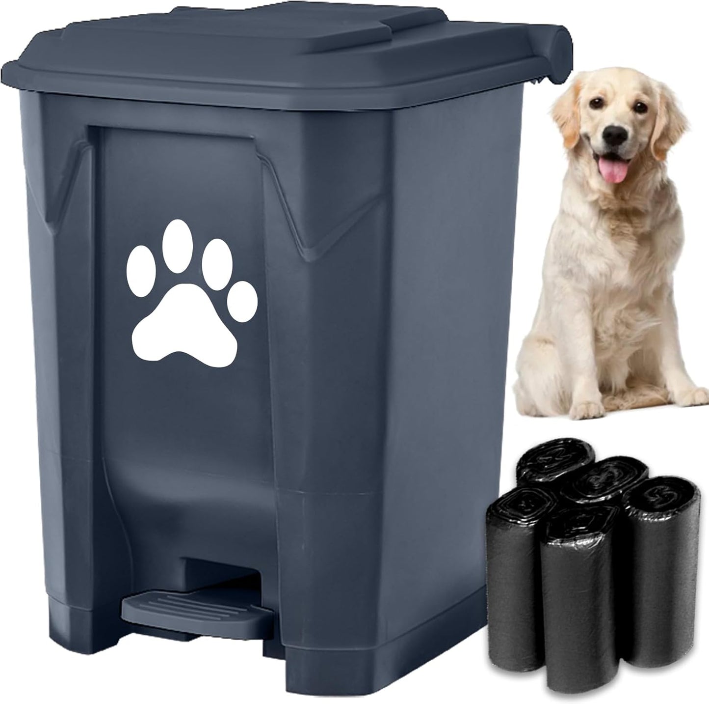 Dog Poop Trash Can Outdoors Waste Station with Hands-Free Pedal