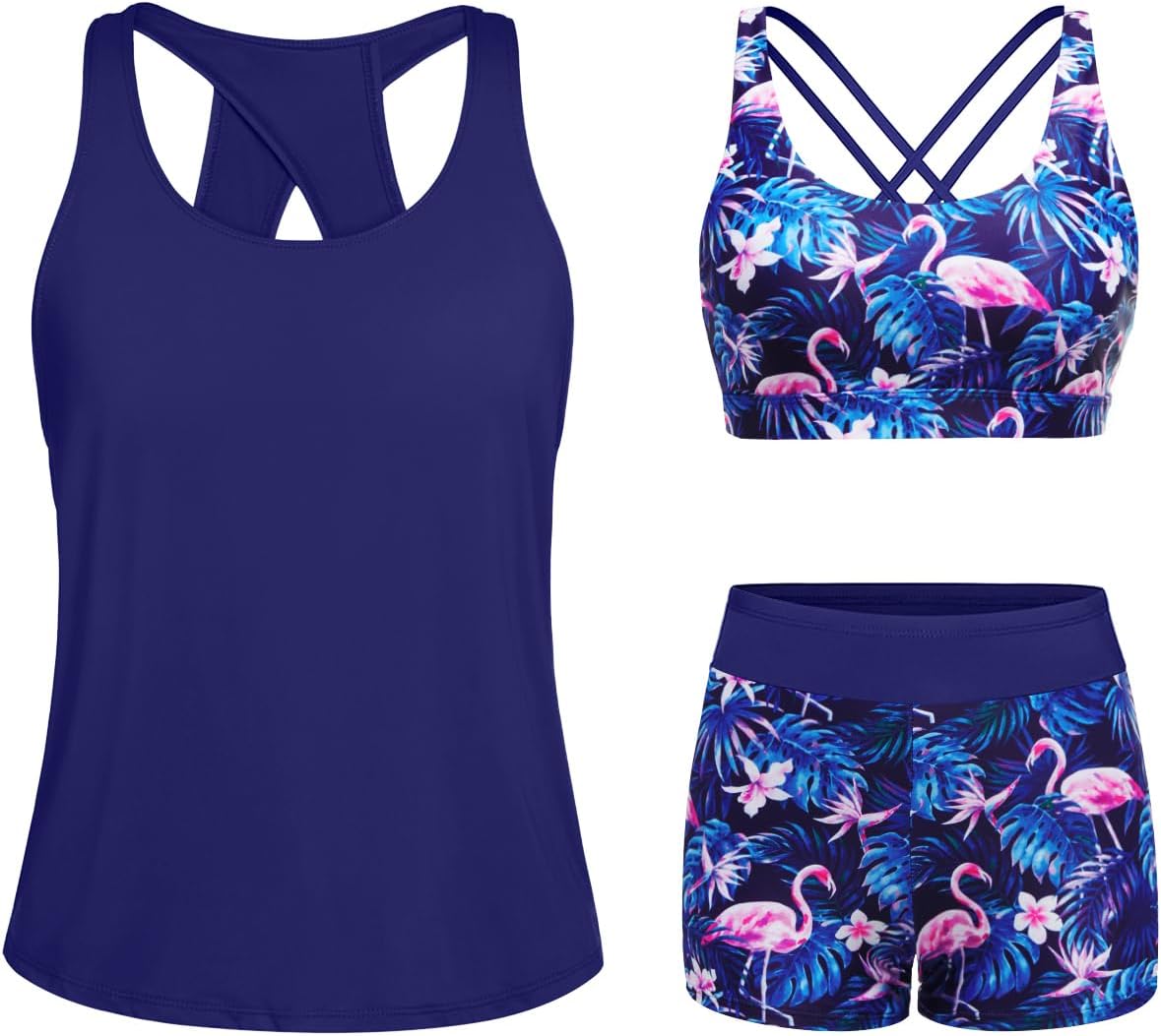 Tempt Me 3 Piece Tankini Swimsuits for Women with Boy Shorts