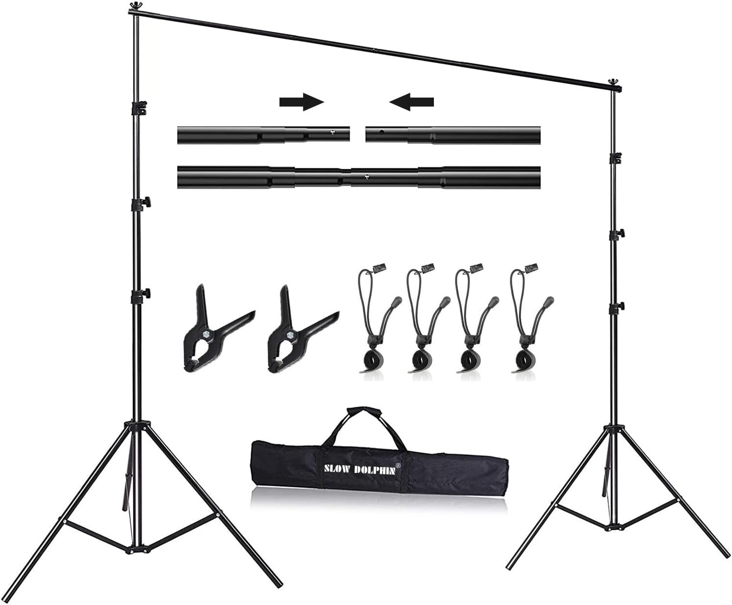 SLOW DOLPHIN 10x 8.5 ft Adjustable Photo Backdrop Stand Kit