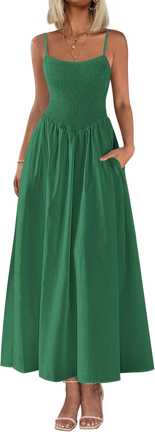 PRETTYGARDEN Women's Smocked Maxi Dress for Summer Fun