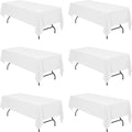 White Tablecloths for 8 ft Rectangle Tables 60 x 126 in - 6 Pack