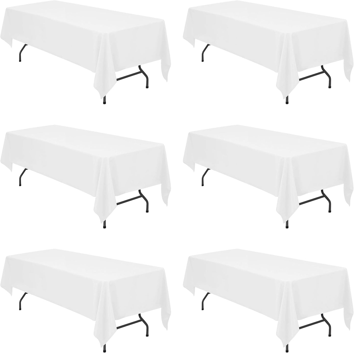 Premium 6 Pack White Tablecloths for 8 Foot Rectangle Tables