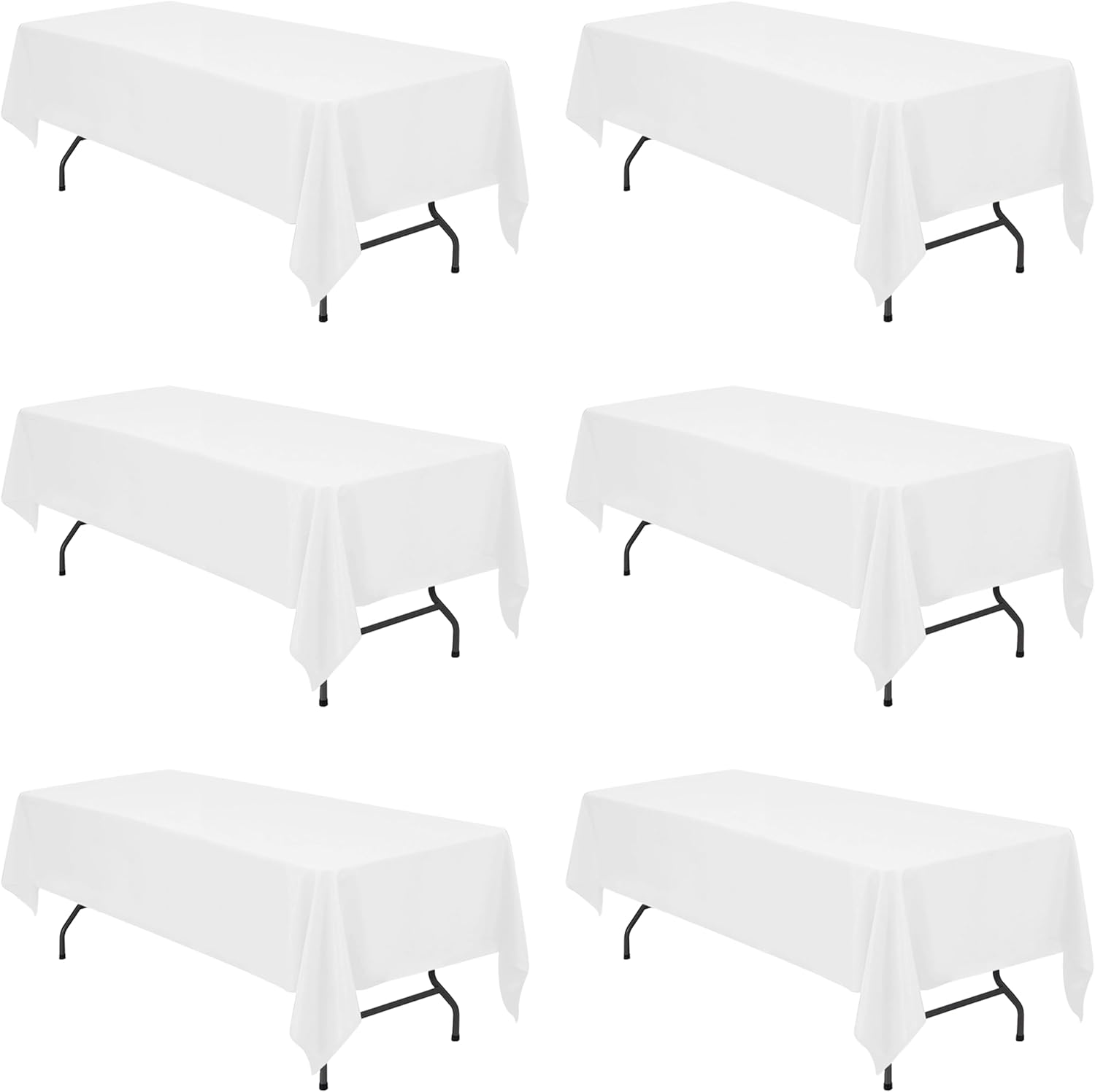 Premium 6 Pack White Tablecloths for 8 Foot Rectangle Tables