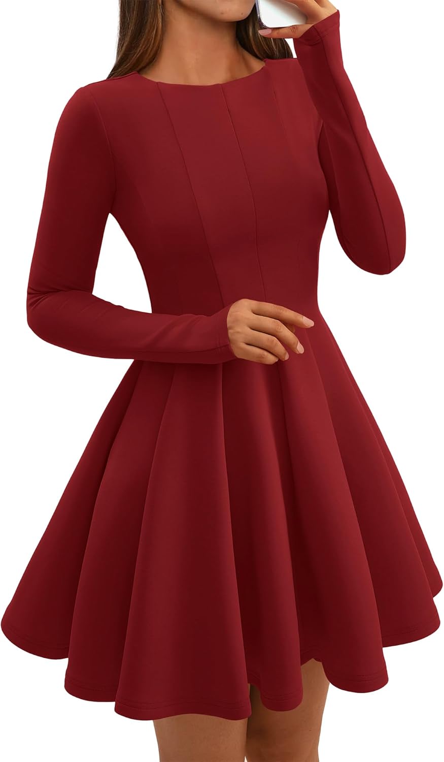 BTFBM Long Sleeve Dress for Women - Elegant Fall Fashion