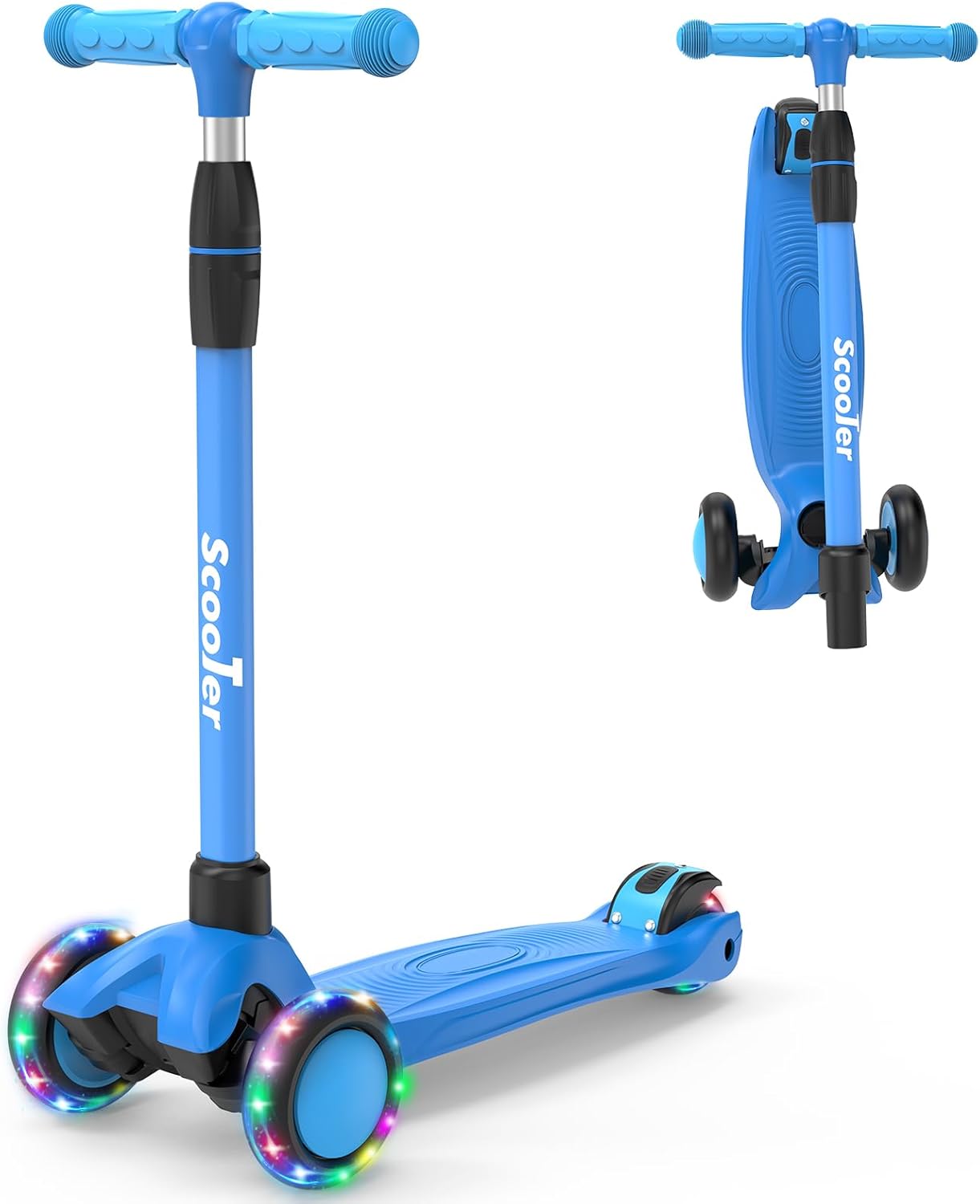 Kids Kick Scooter with Adjustable Handlebars and Lighted Wheels