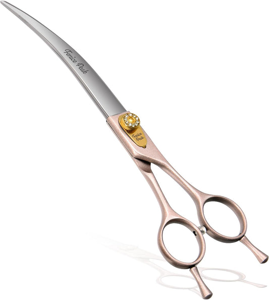 Fenice Peak Professional Curved Dog Grooming Scissors 7in Rose Gold
