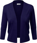 Women's Cropped 3/4 Sleeve Open Front Cardigan - Plus Sizes