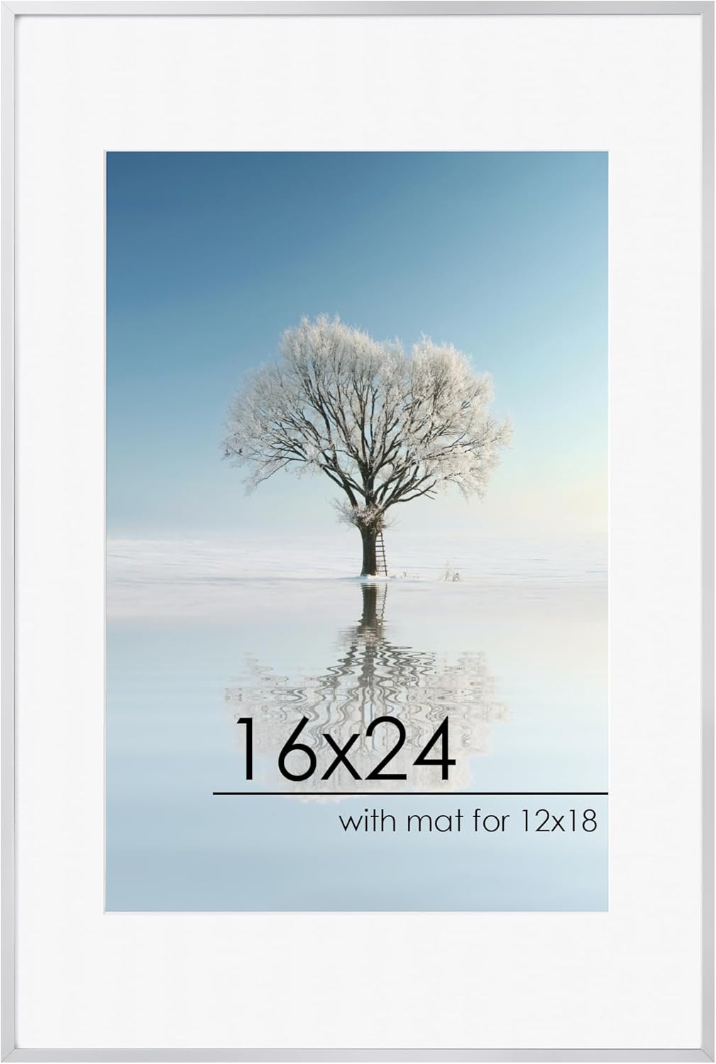 16x24 Picture Frame with Mat for 12x18 Photos - Silver