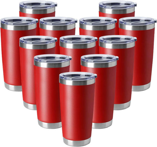 20oz Stainless Steel Tumblers for Hot & Cold Drinks - 12 Pack