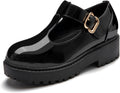 Coutgo Girls Mary Jane Dress Shoes Platform Loafers - Comfy School