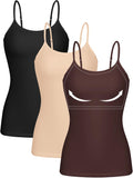 ATTRACO Women 3 Pack Cotton Camisoles with Shelf Bra - Comfortable Our