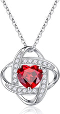 Iefil 925 Sterling Silver Love Knot Birthstone Necklace Gift