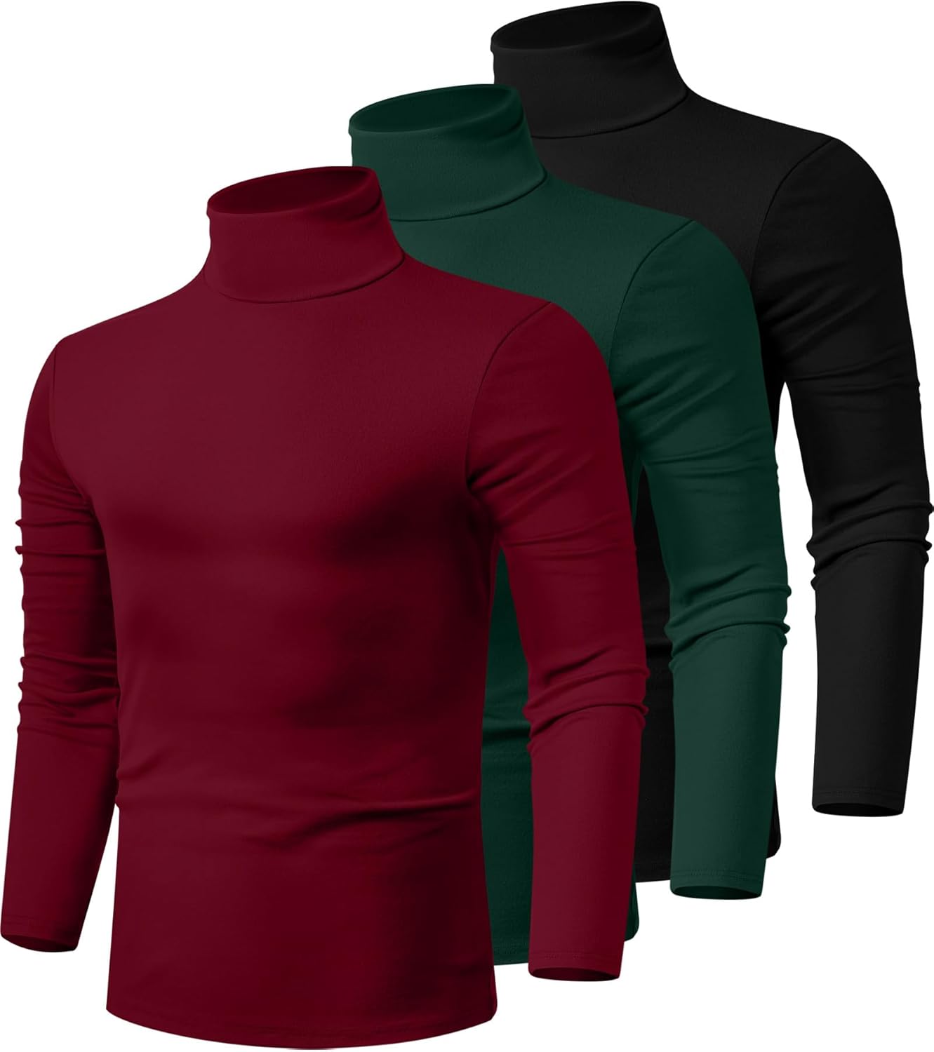 Men's Turtleneck Shirts 3 Pack - Comfortable Cotton Sweaters