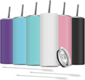 6 Pack Stainless Steel Skinny Tumbler 20 OZ - Double Insulated Set