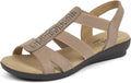 VJH confort Women's Comfort Flat Sandals - Rhinestone Slingback