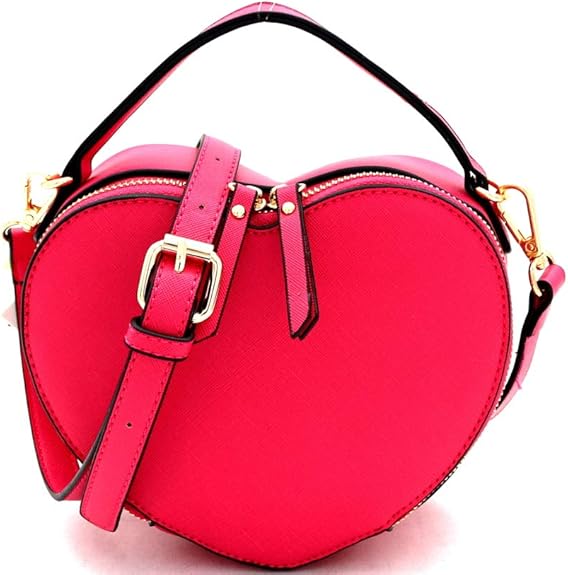 Trendeology Cute Heart Shape Vegan Leather Satchel Crossbody Purse