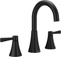 Moen Ronan Matte Black Two-Handle Widespread Bathroom Faucet - Modern
